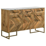 Keaton Natural/Antique Gold 3-Door Accent Cabinet with Marble Top from Coaster - Luna Furniture