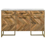 Keaton Natural/Antique Gold 3-Door Accent Cabinet with Marble Top from Coaster - Luna Furniture