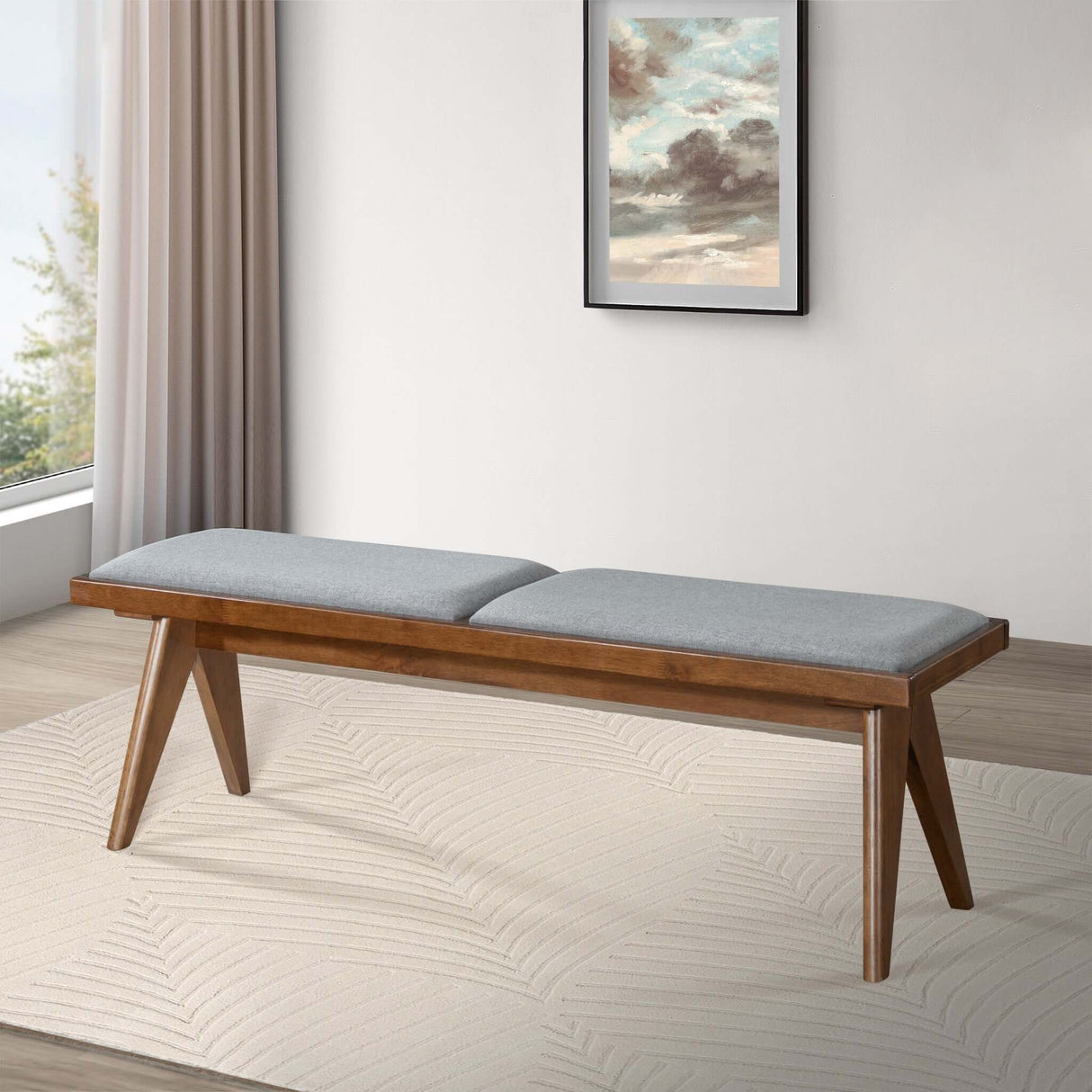 Keira Bench (Grey Fabric) - AFC01974 - Luna Furniture