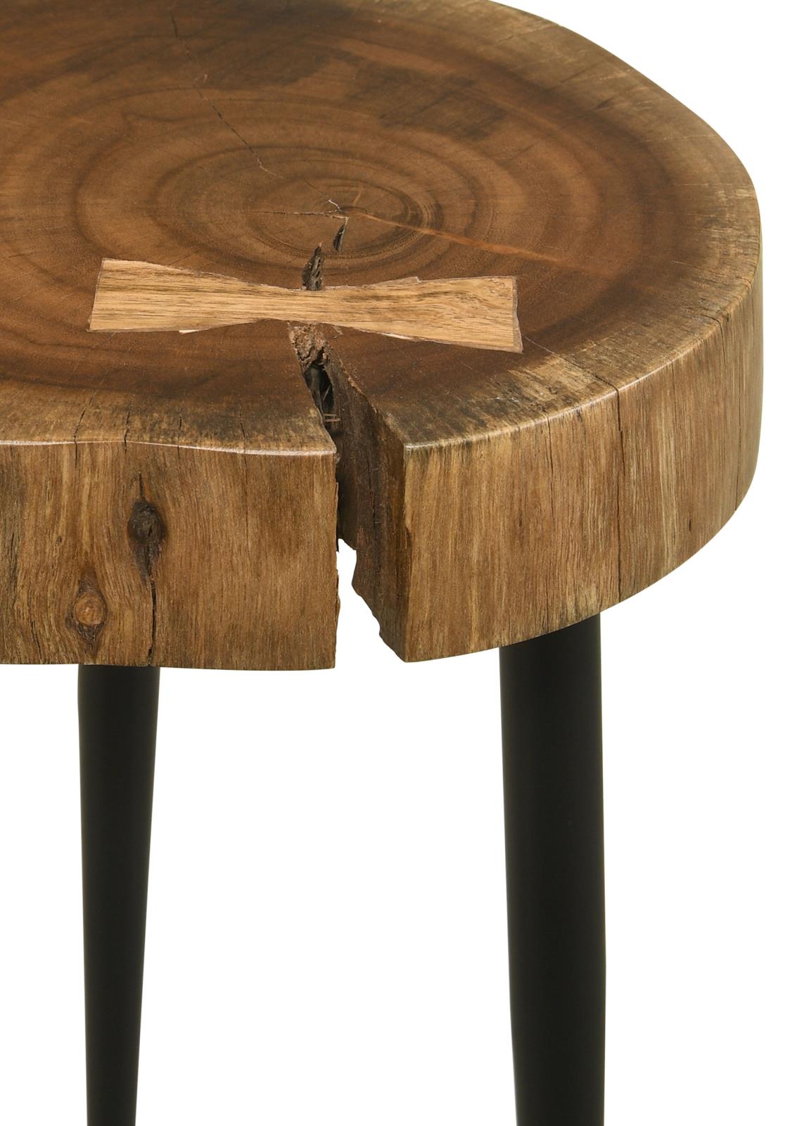 Keith Round Wood Top Side Table Natural and Black - 936181 - Luna Furniture