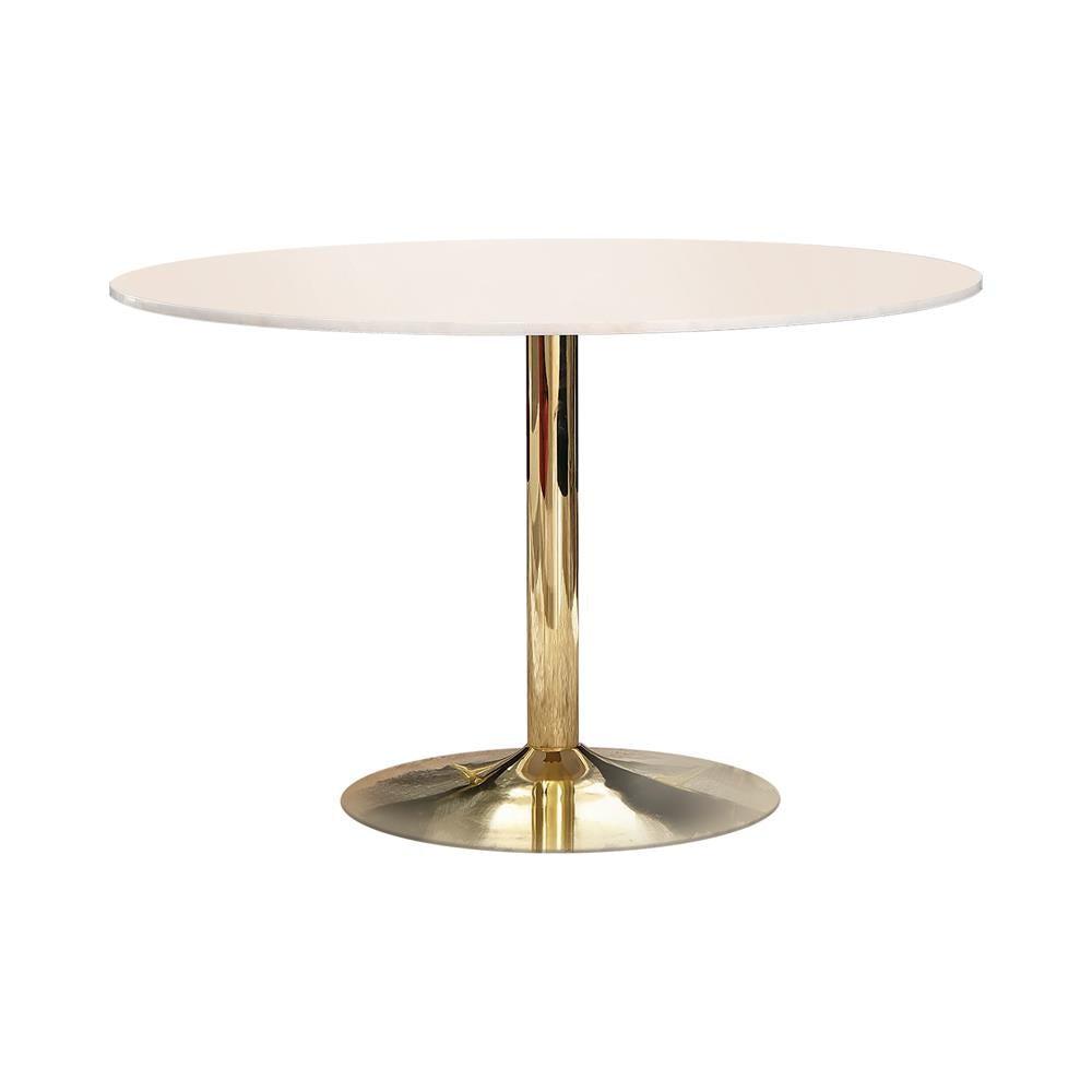 Kella Natural Marble/Gold Round Dining Table from Coaster - Luna Furniture