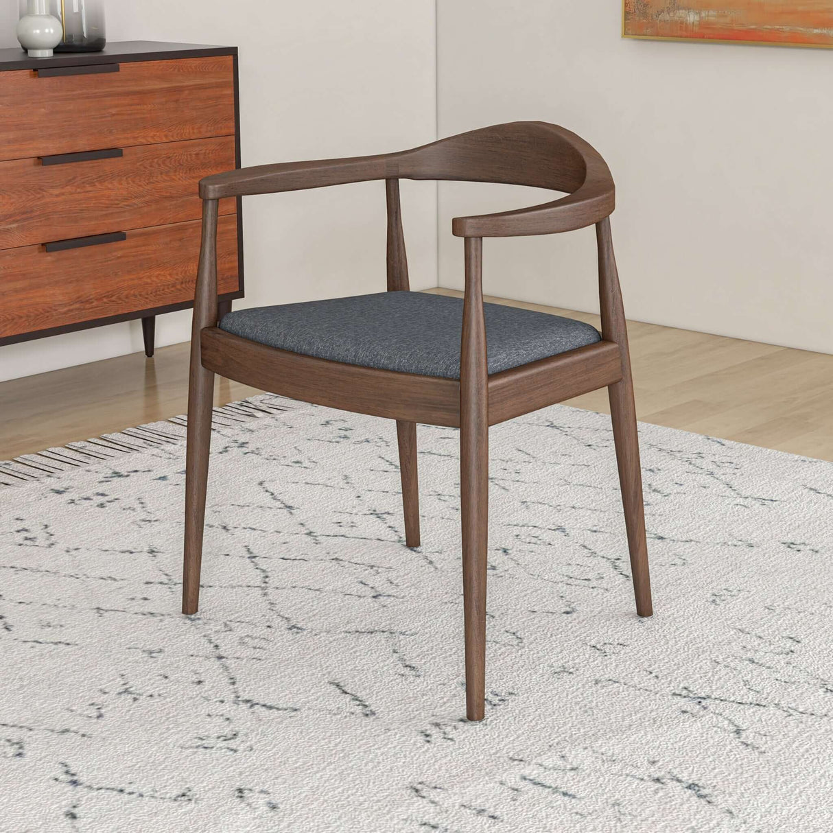 Kelly Mid-Century Modern Dining Chair Grey Fabric - AFC00045 - Luna Furniture