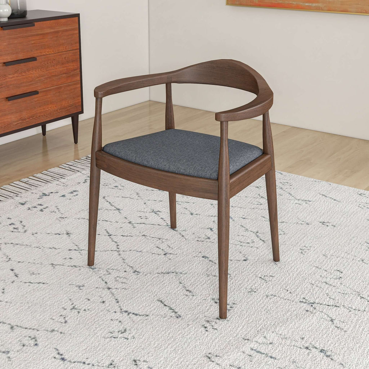 Kelly Mid-Century Modern Dining Chair Grey Fabric - AFC00045 - Luna Furniture