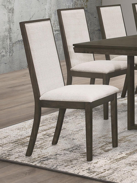 Kelly Upholstered Solid Back Dining Side Chair Beige and Dark Grey (Set of 2) - 107962 - Luna Furniture