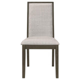 Kelly Upholstered Solid Back Dining Side Chair Beige and Dark Grey (Set of 2) - 107962 - Luna Furniture