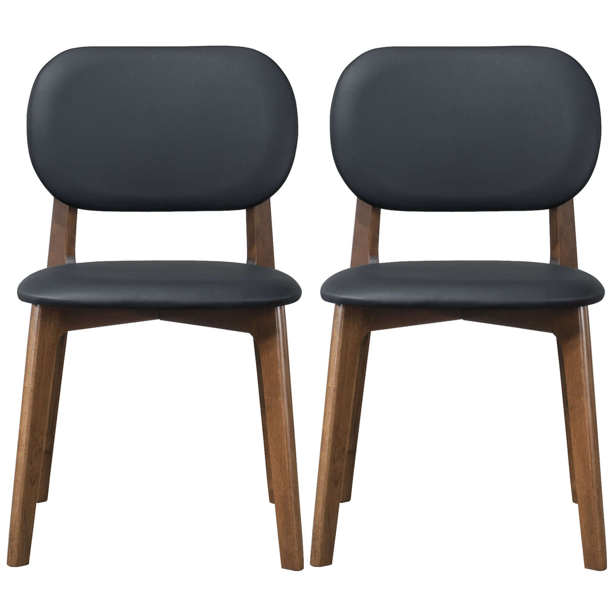 Kelsey Mid-Century Modern Black Leather Dining Chair (Set of 2) - AFC01981 - Luna Furniture