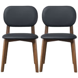 Kelsey Mid-Century Modern Black Leather Dining Chair (Set of 2) - AFC01981 - Luna Furniture