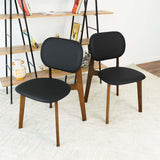 Kelsey Mid-Century Modern Black Leather Dining Chair (Set of 2) - AFC01981 - Luna Furniture