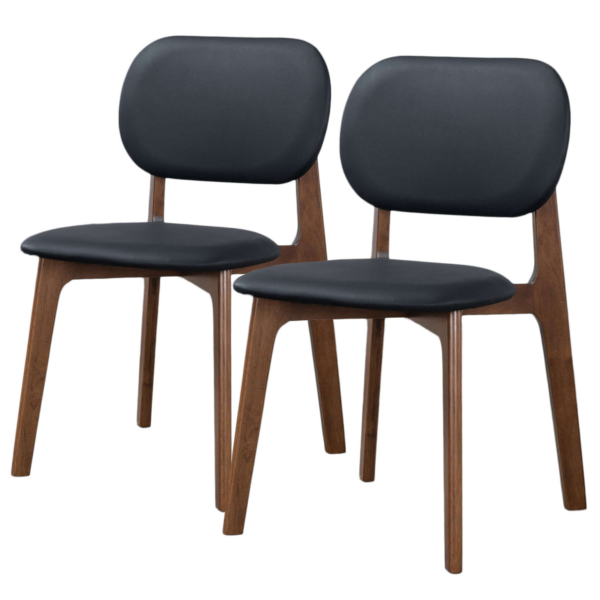 Kelsey Mid-Century Modern Black Leather Dining Chair (Set of 2) - AFC01981 - Luna Furniture