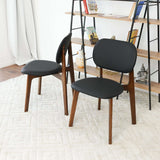 Kelsey Mid-Century Modern Black Leather Dining Chair (Set of 2) - AFC01981 - Luna Furniture