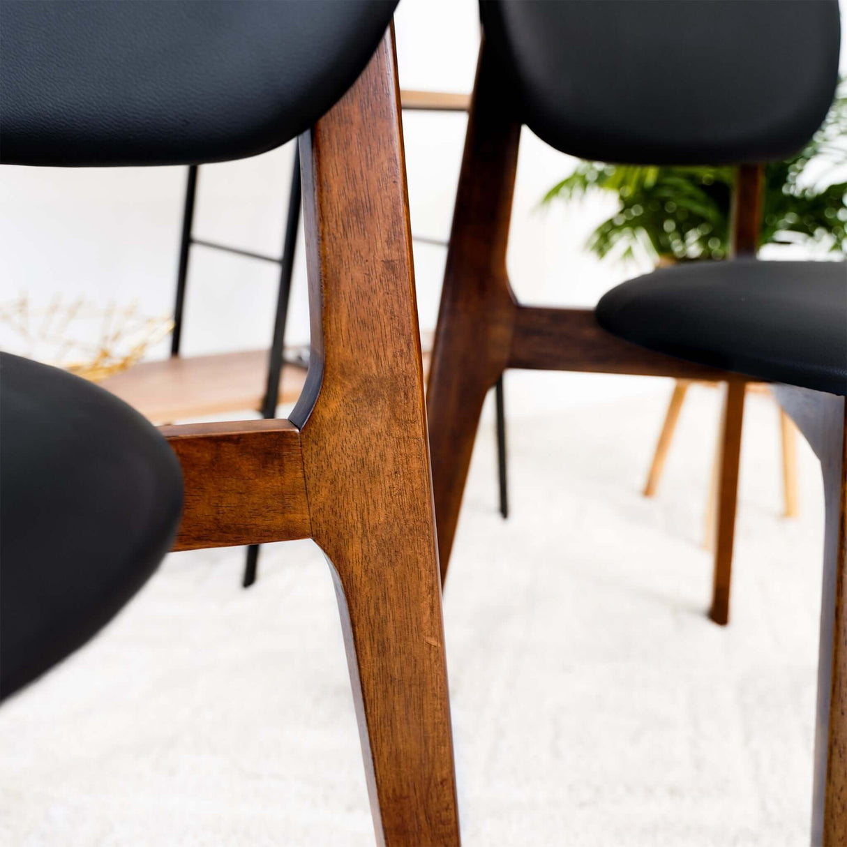 Kelsey Mid-Century Modern Black Leather Dining Chair (Set of 2) - AFC01981 - Luna Furniture