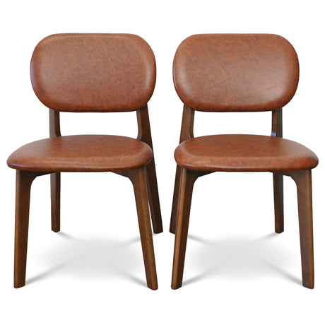 Kelsey Mid-Century Modern Brown Leather Dining Chair (Set of 2) - AFC01982 - Luna Furniture