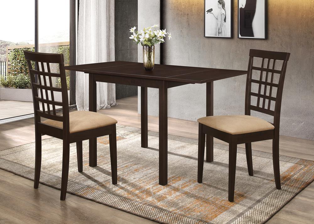 Kelso Cappuccino/Tan 3-Piece Drop Leaf Dining Set from Coaster - Luna Furniture