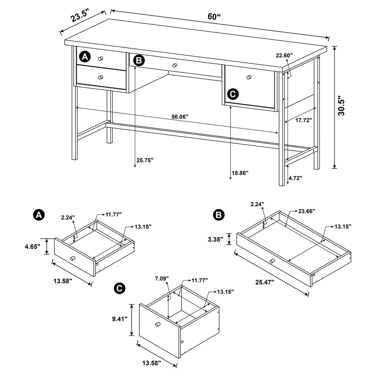 Kemper Salvaged Cabin 4-Drawer Writing Desk from Coaster - Luna Furniture