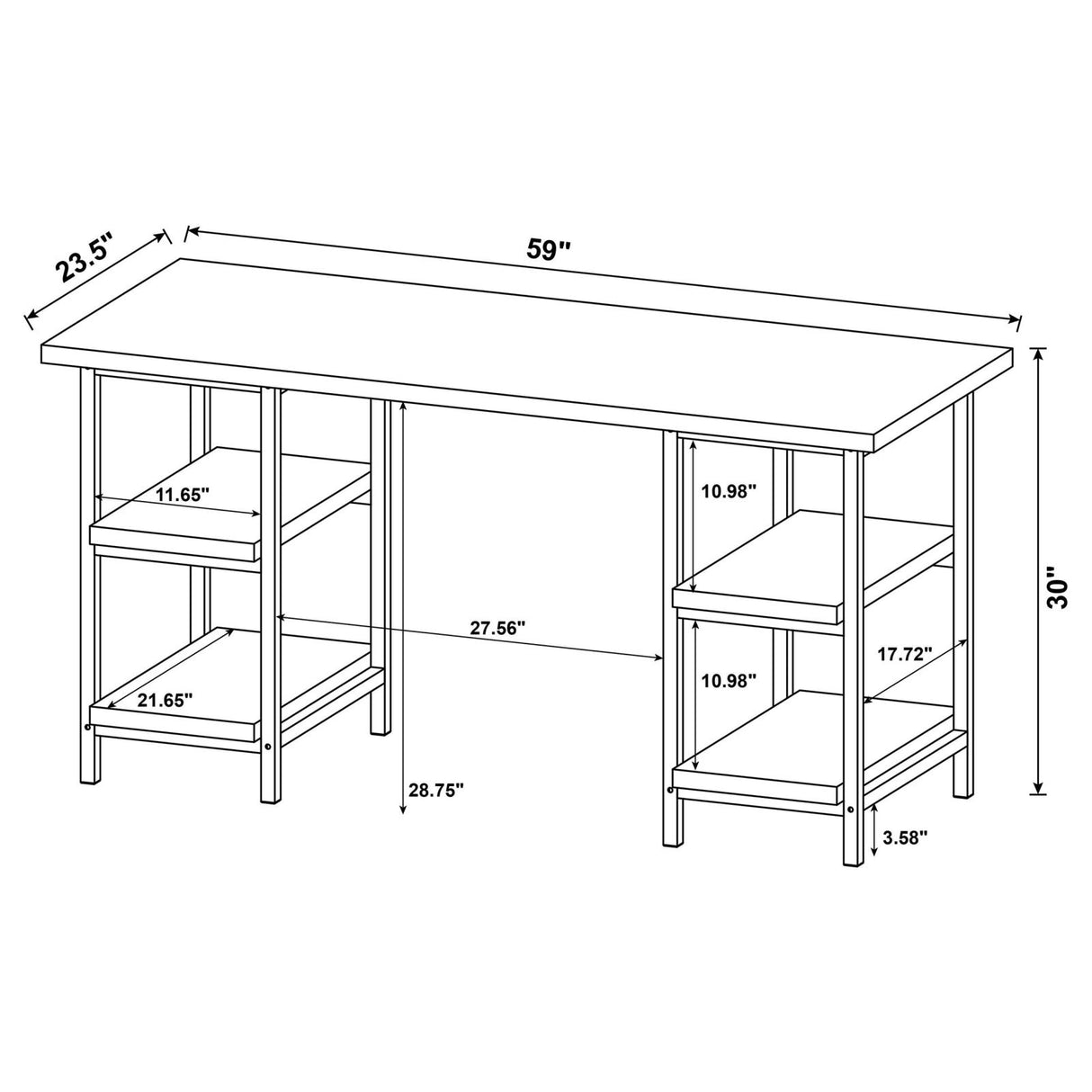 Kemper Salvaged Cabin 4-Shelf Writing Desk from Coaster - Luna Furniture