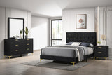 Kendall Black/Gold 4-Piece Tufted Panel California King Bedroom Set from Coaster - Luna Furniture