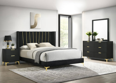 Kendall Black 4-Piece Upholstered Tufted Eastern King Bedroom Set from Coaster - Luna Furniture