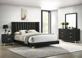 Kendall Black 4-Piece Upholstered Tufted Queen Bedroom Set from Coaster - Luna Furniture