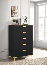 Kendall 5-Drawer Chest Black and Gold - 224455 - Luna Furniture