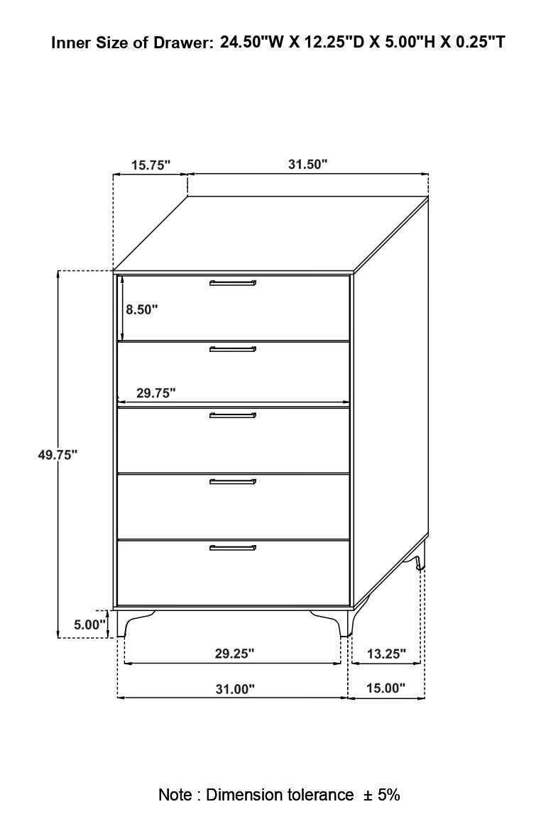 Kendall 5-piece Eastern King Bedroom Set White - 224401KE-S5 - Luna Furniture