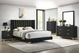 Kendall Black 5-Piece Upholstered Tufted Eastern King Bedroom Set from Coaster - Luna Furniture