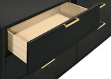 Kendall 6-drawer Dresser with Mirror Black and Gold from Coaster - Luna Furniture