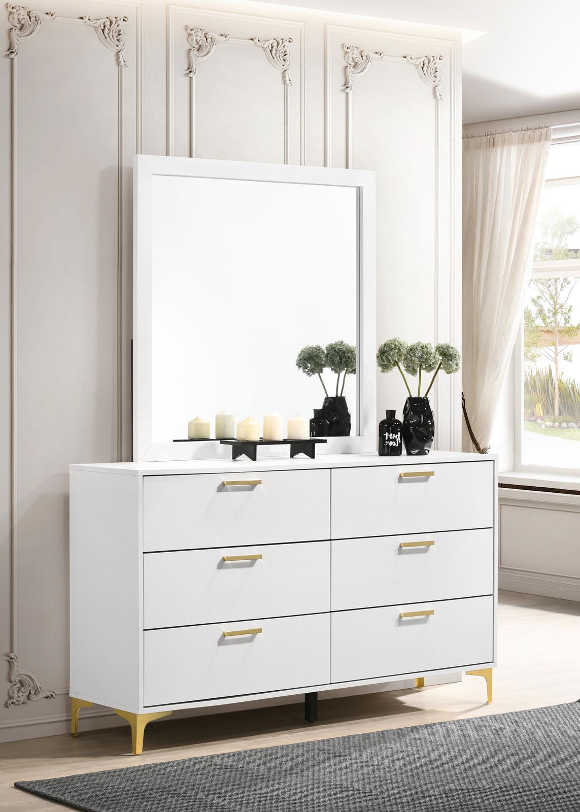 Kendall 6-drawer Dresser with Mirror White from Coaster - Luna Furniture