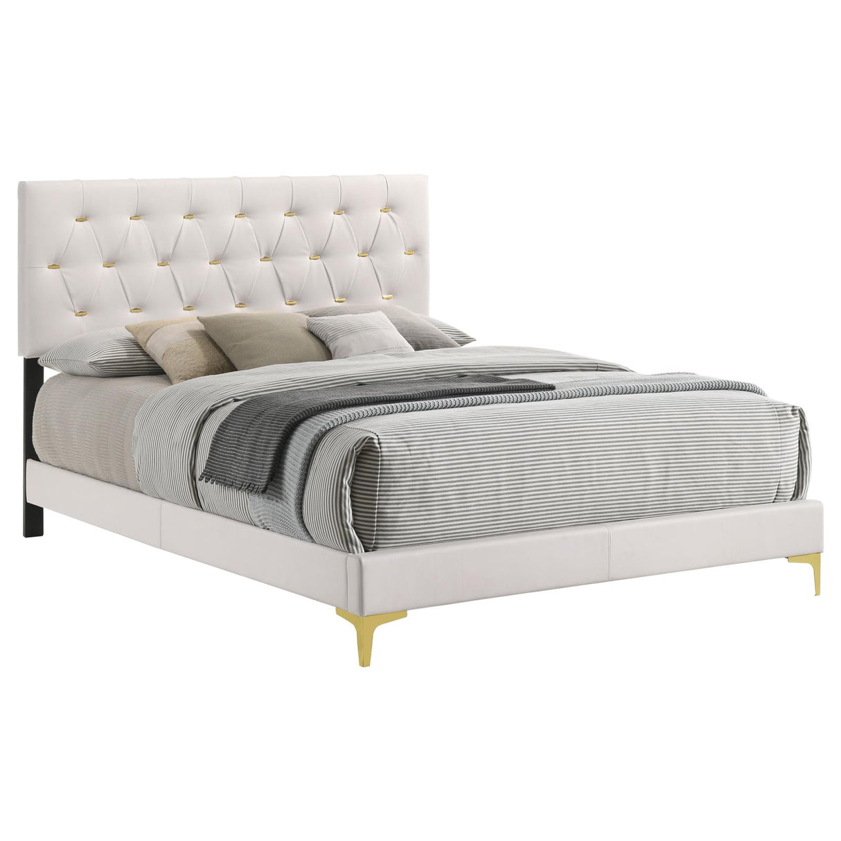 Kendall Tufted Upholstered Panel Eastern King Bed White - 224401KE - Luna Furniture