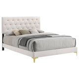 Kendall Tufted Upholstered Panel Queen Bed White - 224401Q - Luna Furniture