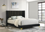 Kendall Upholstered Tufted Eastern King Panel Bed Black from Coaster - Luna Furniture