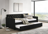 Kendall Upholstered Tufted Twin Daybed with Trundle Black from Coaster - Luna Furniture