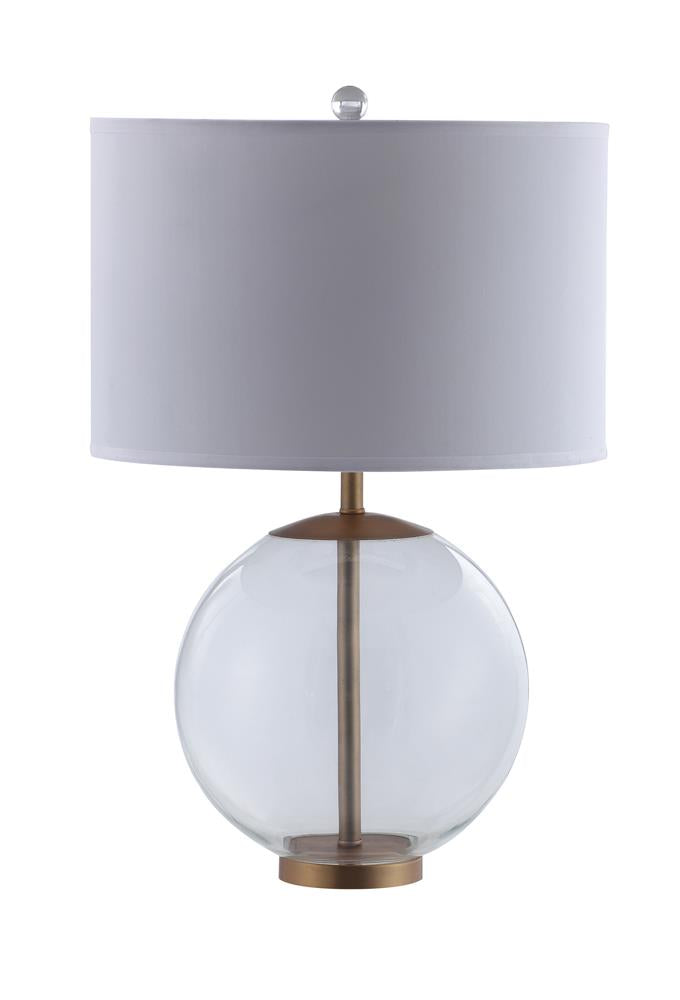 Kenny Drum Shade Table Lamp with Glass Base White from Coaster - Luna Furniture