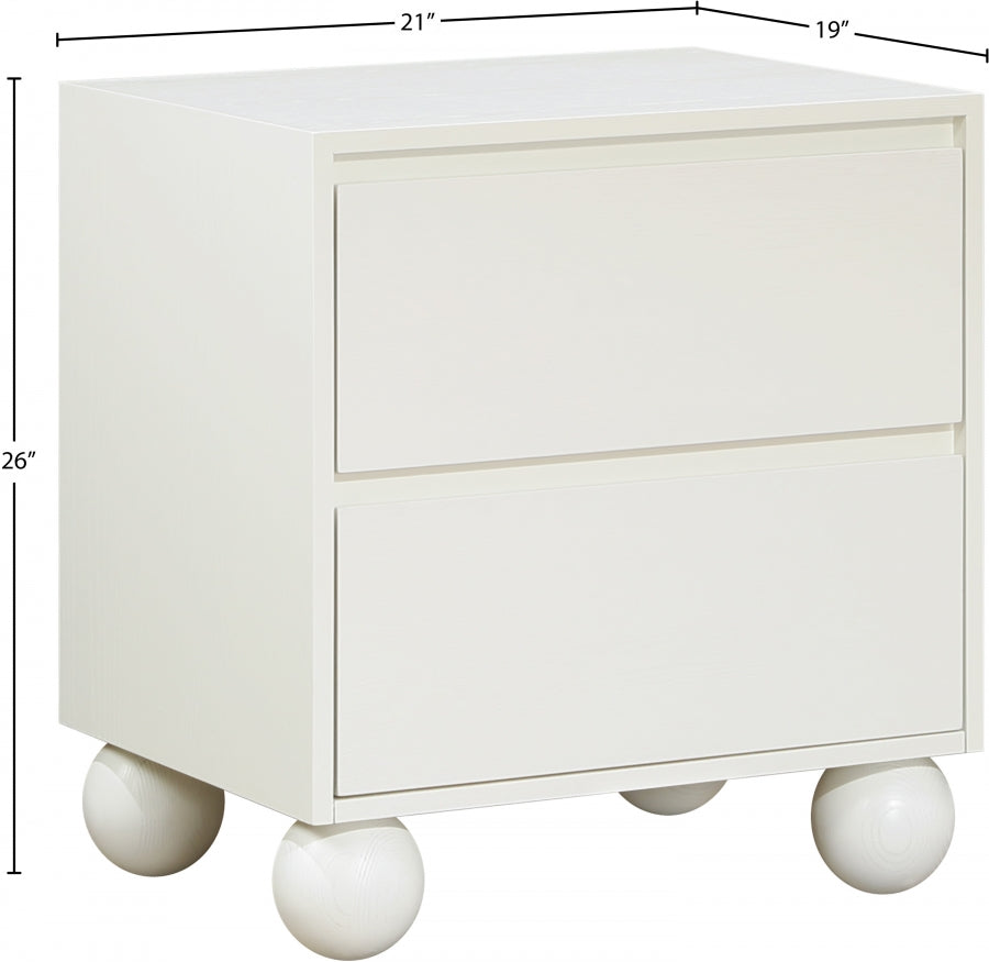 Kent Nightstand Cream from Meridian - Luna Furniture