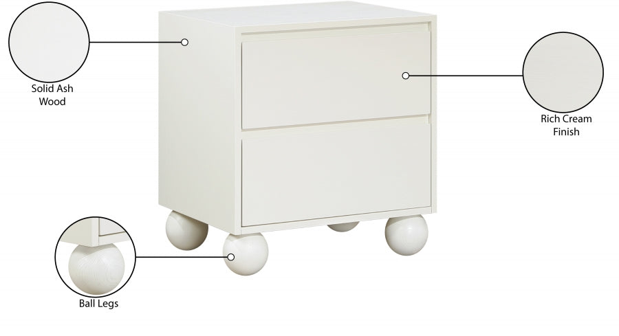 Kent Nightstand Cream from Meridian - Luna Furniture