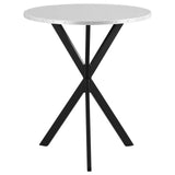 Kenzo Round Metal Top Bar Table Silver and Sandy Black from Coaster - Luna Furniture