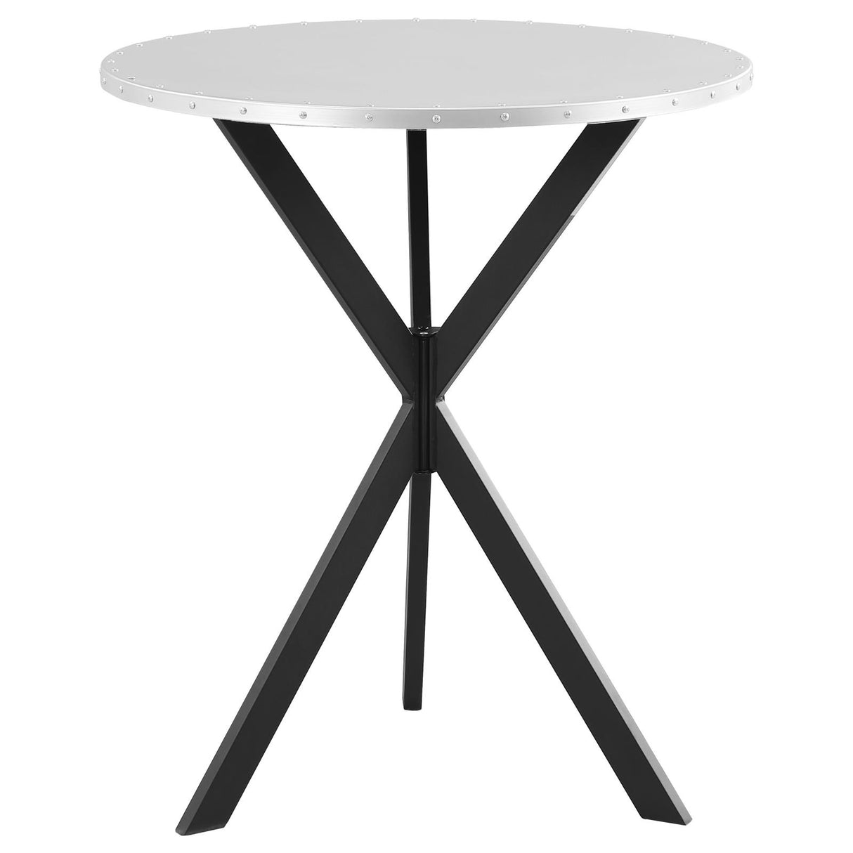 Kenzo Round Metal Top Bar Table Silver and Sandy Black from Coaster - Luna Furniture