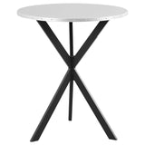 Kenzo Round Metal Top Bar Table Silver and Sandy Black from Coaster - Luna Furniture