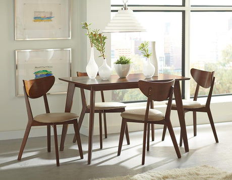 Kersey 5-piece Rectangular Dining Set Chestnut and Tan - 103061-S5 - Luna Furniture