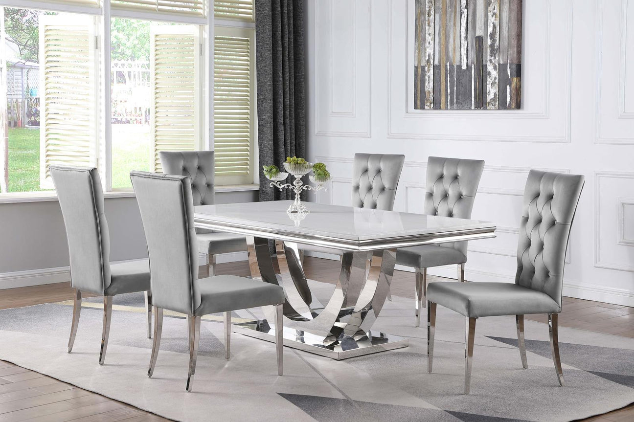 Kerwin Gray/Chrome 7-Piece Dining Set from Coaster - Luna Furniture