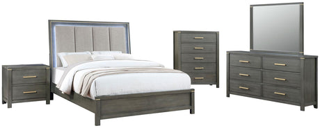 Kieran Grey 4-Piece California King Bedroom Set with Upholstered LED Headboard from Coaster - Luna Furniture