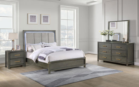 Kieran Grey 4-Piece California King Bedroom Set with Upholstered LED Headboard from Coaster - Luna Furniture