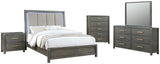 Kieran Grey 4-Piece Eastern King Bedroom Set with Upholstered LED Headboard from Coaster - Luna Furniture