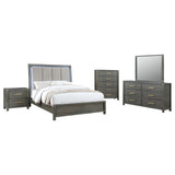 Kieran Grey 5-Piece Eastern King Bedroom Set with Upholstered LED Headboard from Coaster - Luna Furniture