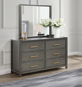 Kieran Grey 6-Drawer Bedroom Dresser with Mirror from Coaster - Luna Furniture