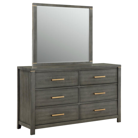 Kieran Grey 6-Drawer Bedroom Dresser with Mirror from Coaster - Luna Furniture