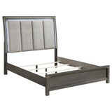 Kieran Eastern King Panel Bed with Upholstered LED Headboard Grey from Coaster - Luna Furniture