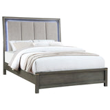 Kieran Eastern King Panel Bed with Upholstered LED Headboard Grey from Coaster - Luna Furniture