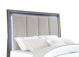 Kieran Eastern King Panel Bed with Upholstered LED Headboard Grey from Coaster - Luna Furniture