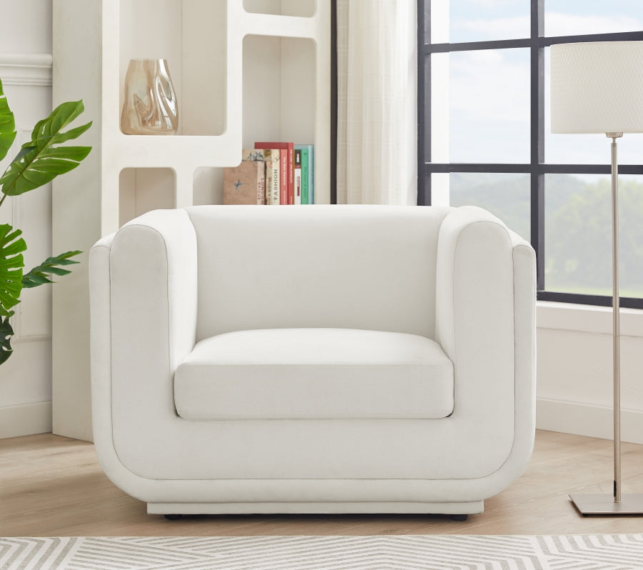 Kimora Linen Textured Fabric Chair Cream from Meridian - Luna Furniture