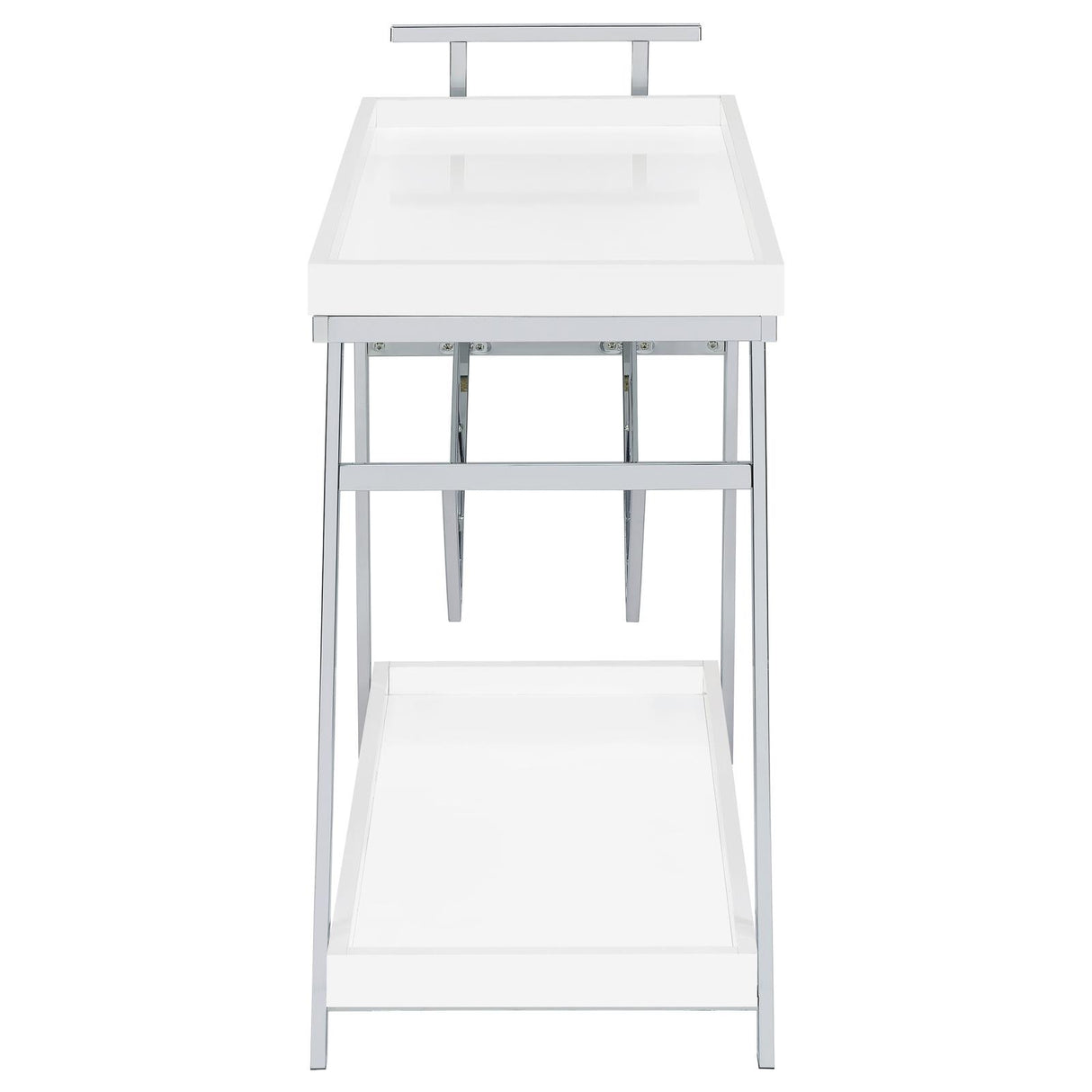 Kinney 2-tier Bar Cart with Storage Drawer White High Gloss and Chrome from Coaster - Luna Furniture